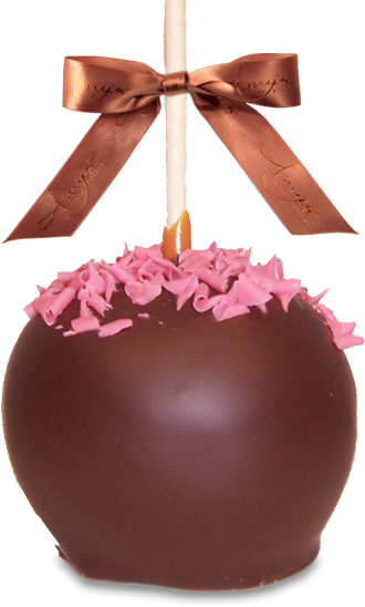 Gourmet Dark Dunked Caramel Apple W/Strawberry Blo